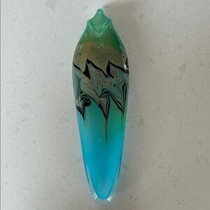 Artistic Glass Wall Vase in Blue and Green